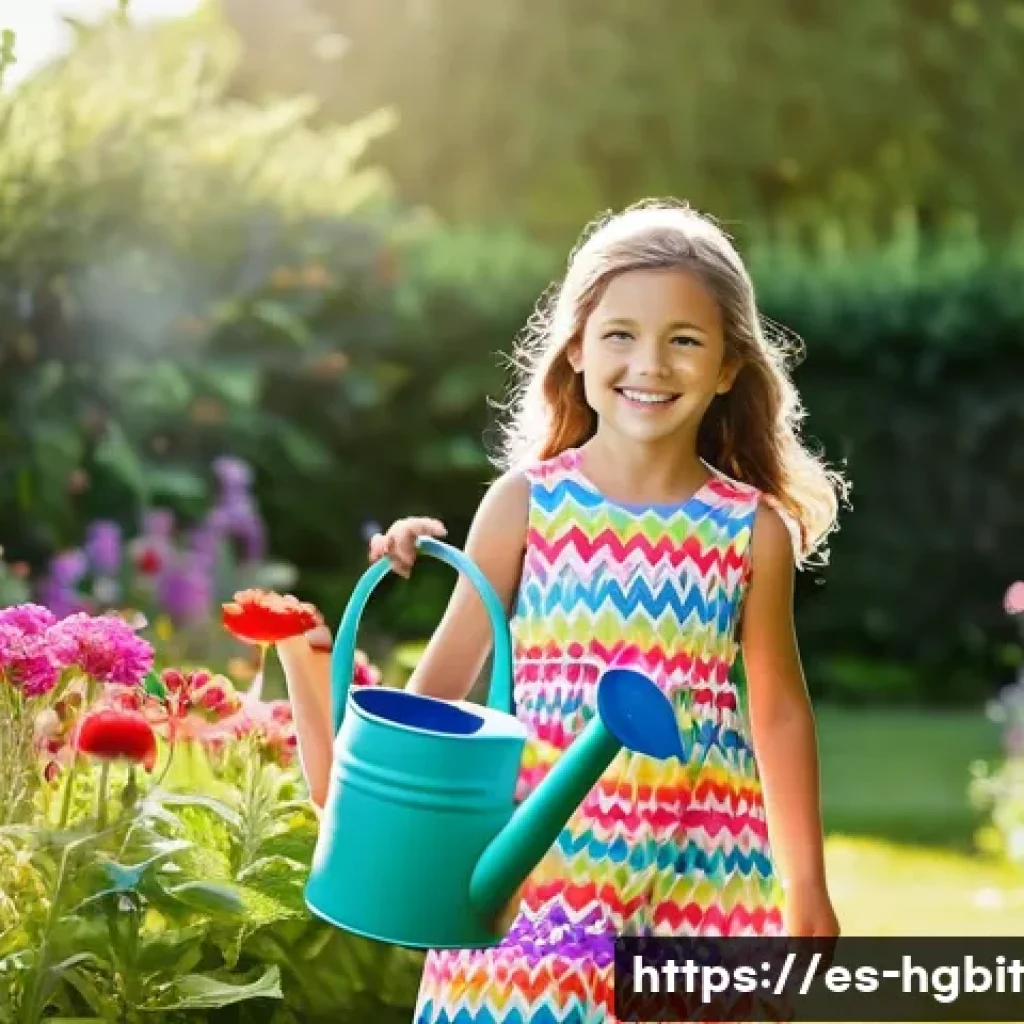 회복탄력성 증진을 위한 전문가 상담 - **A young girl (8 years old) wearing a colorful, patterned sundress and sandals, playing in a sun-dr...