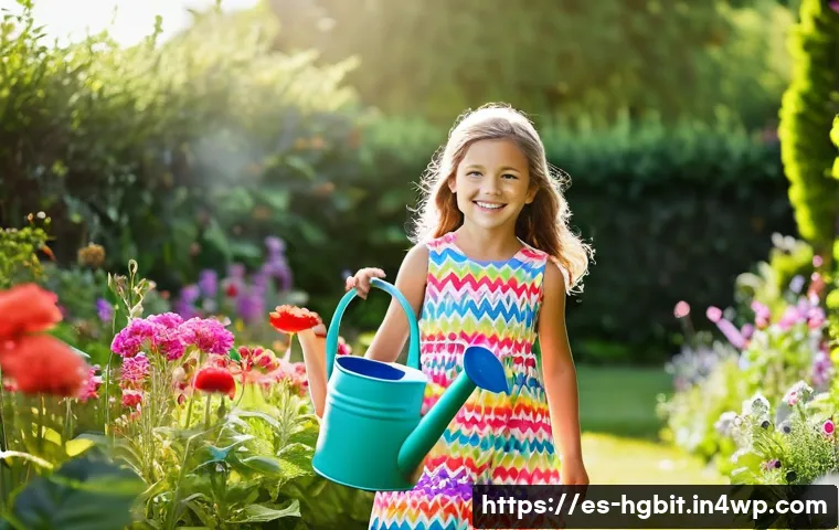 회복탄력성 증진을 위한 전문가 상담 - **A young girl (8 years old) wearing a colorful, patterned sundress and sandals, playing in a sun-dr...