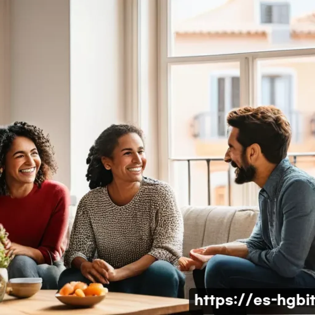 회복탄력성을 높이는 적절한 목표 설정 - A warm, inviting scene of a diverse group of Spanish-speaking adults gathered in a cozy living room,...