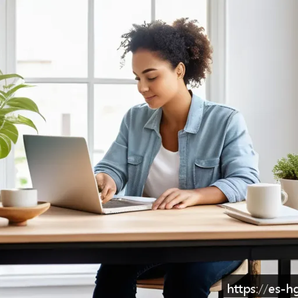스트레스 관리와 회복탄력성의 관계 - A serene home office scene in a bright, organized room with soft natural light filtering through a w...