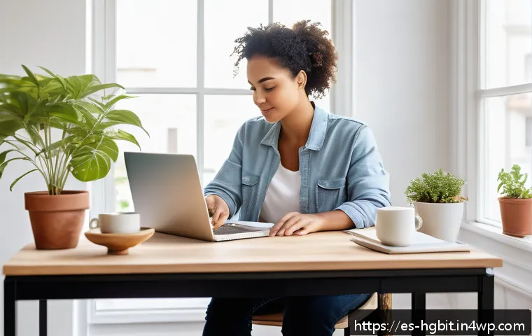 스트레스 관리와 회복탄력성의 관계 - A serene home office scene in a bright, organized room with soft natural light filtering through a w...